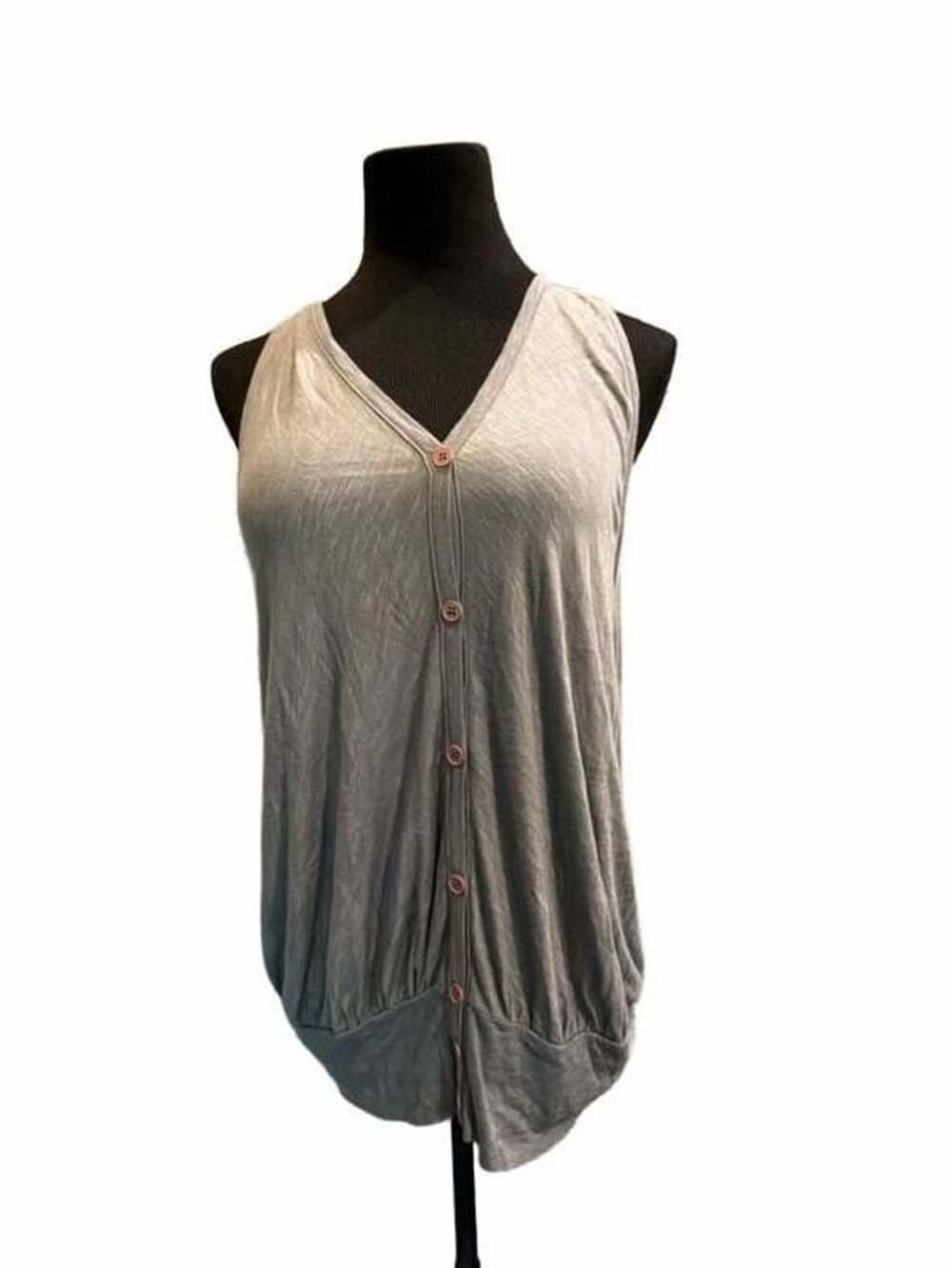 783 Silence + Noise Tank Top Size M Grey Button Back Crochet